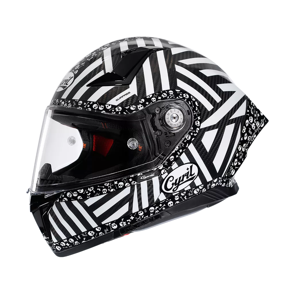 CYRIL R30s Maze White Gloss Full Face Motorcycle Helmet