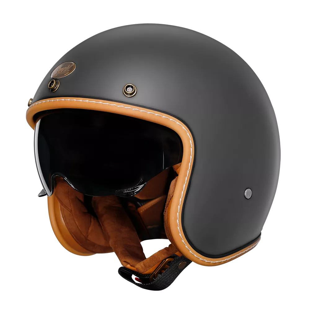 CYRIL C100 Matte Dull Grey Open Face Motorcycle Helmet