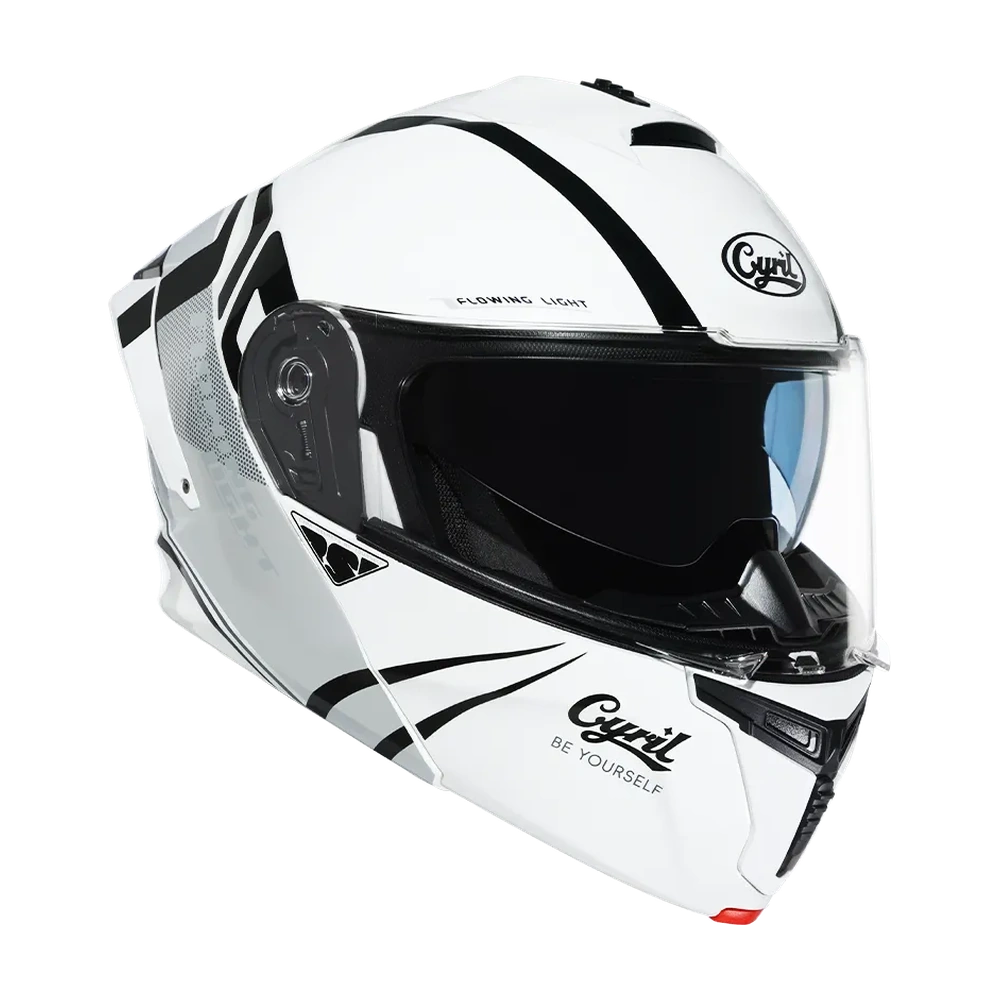 CYRIL THUNDER A128 Flowing light 01 Gloss Dual Visor Modular Helmet
