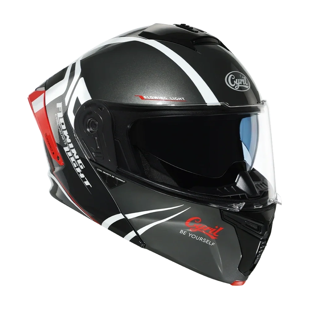 CYRIL THUNDER A128 Flowing light 02 Gloss Dual Visor Modular Helmet
