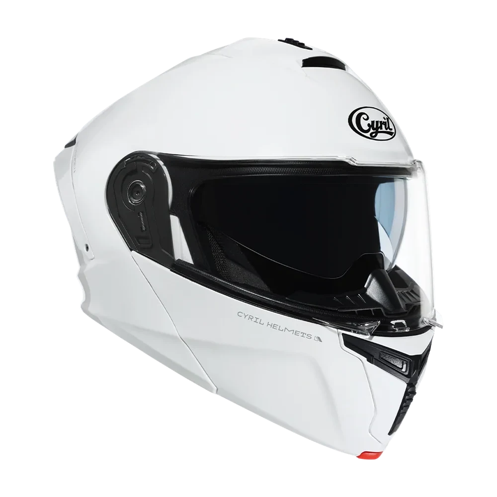 CYRIL THUNDER A128 White Gloss Dual Visor Modular Helmet