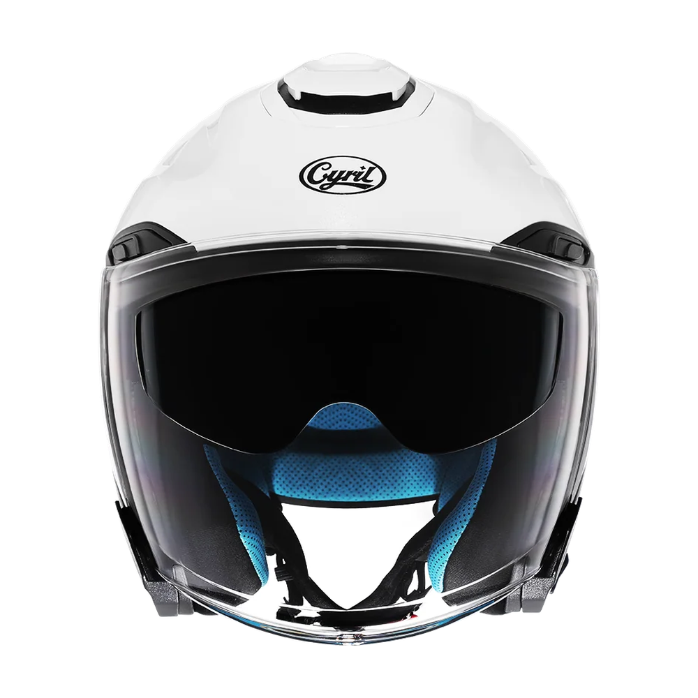 CYRIL R18 White Gloss Dual Visor Open Face Helmet