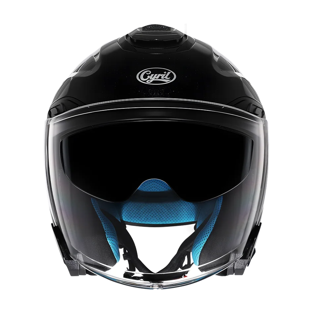 CYRIL R18 Black Gloss Dual Visor Open Face Helmet