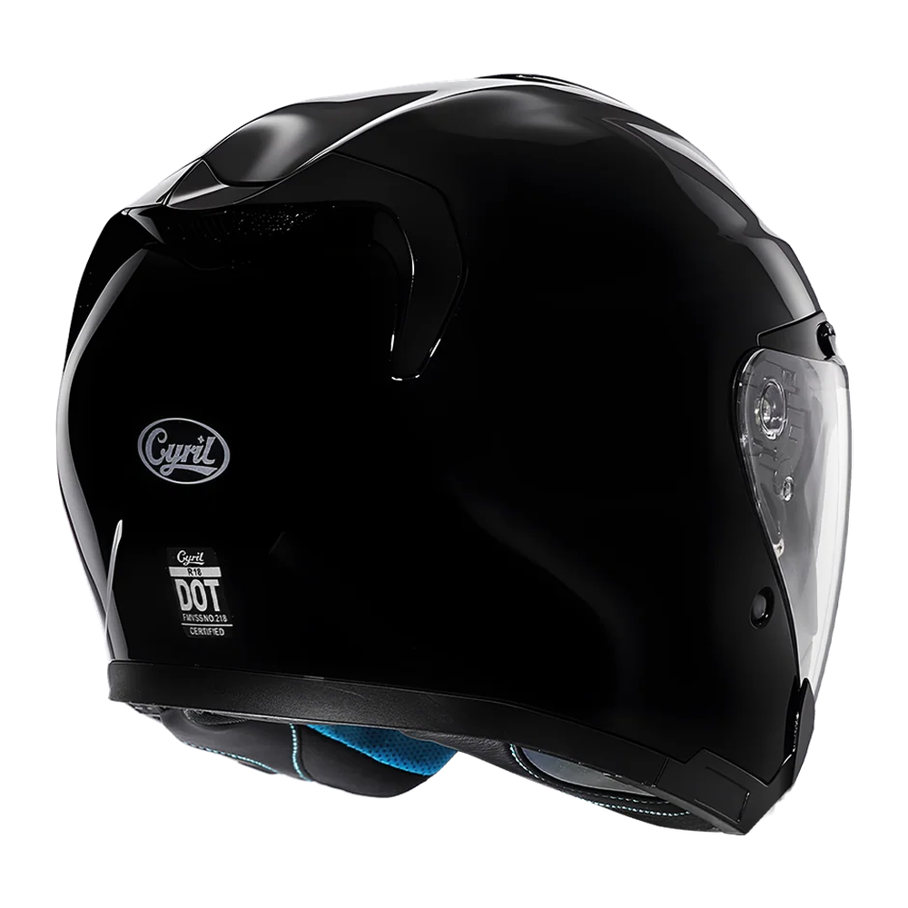 CYRIL R18 Black Gloss Dual Visor Open Face Helmet