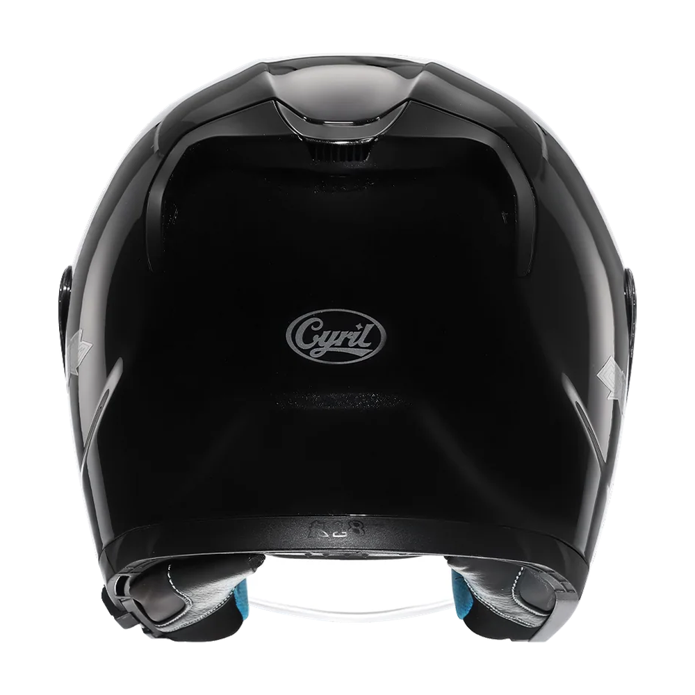 CYRIL R18 Black Gloss Dual Visor Open Face Helmet