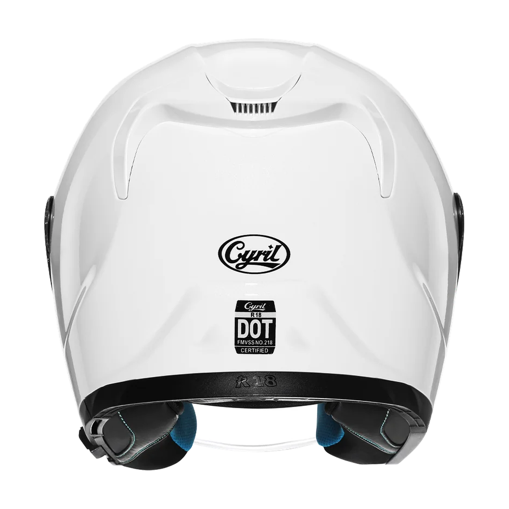 CYRIL R18 White Gloss Dual Visor Open Face Helmet