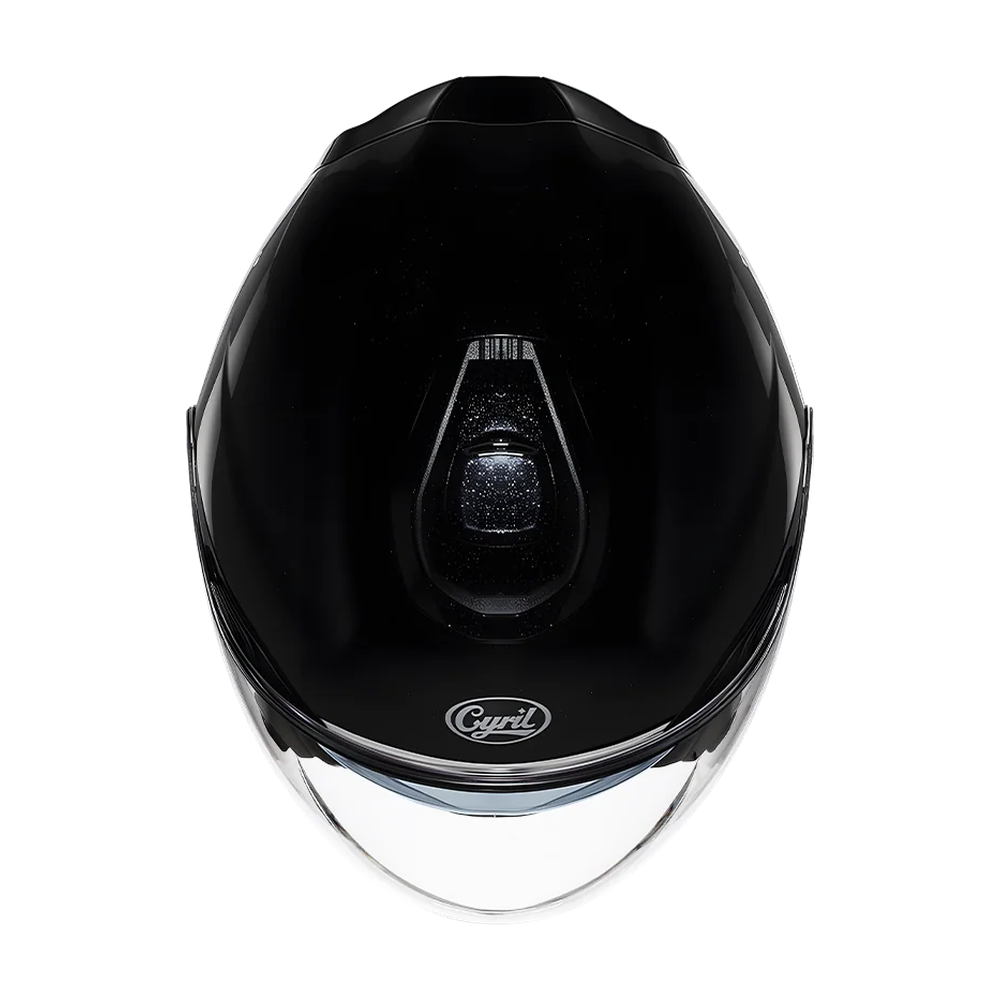 CYRIL R18 Black Gloss Dual Visor Open Face Helmet