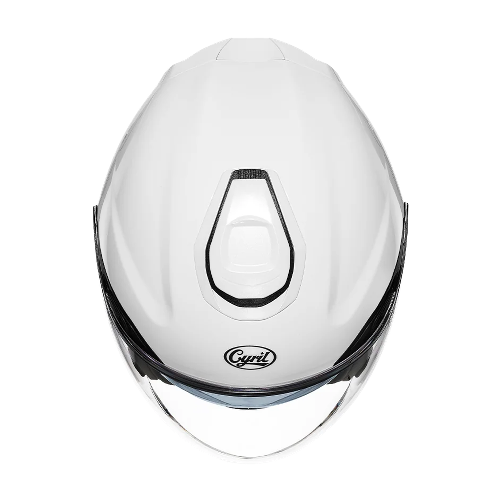 CYRIL R18 White Gloss Dual Visor Open Face Helmet