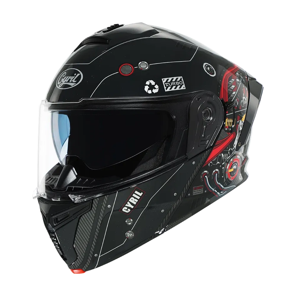 CYRIL THUNDER A128 Flowing light 03 Gloss Dual Visor Modular Helmet